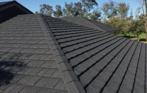 Stone coated steel roofing installation in Melbourne, Australia, showcasing durability and modern design.